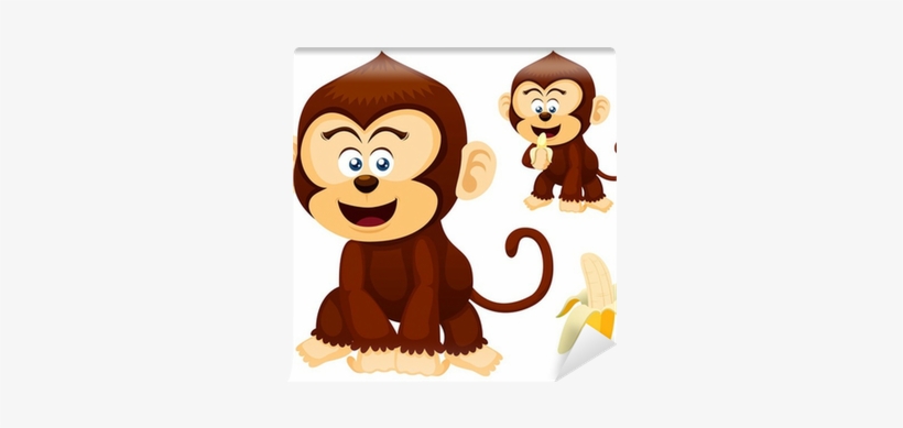 Illustration Of Cute Monkeys Vector Wall Mural • Pixers® - Illustration, transparent png download