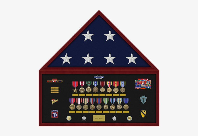 Pre-assembled Flag And Memorabilia Shadow Box Display - Military Shadow Box, transparent png download