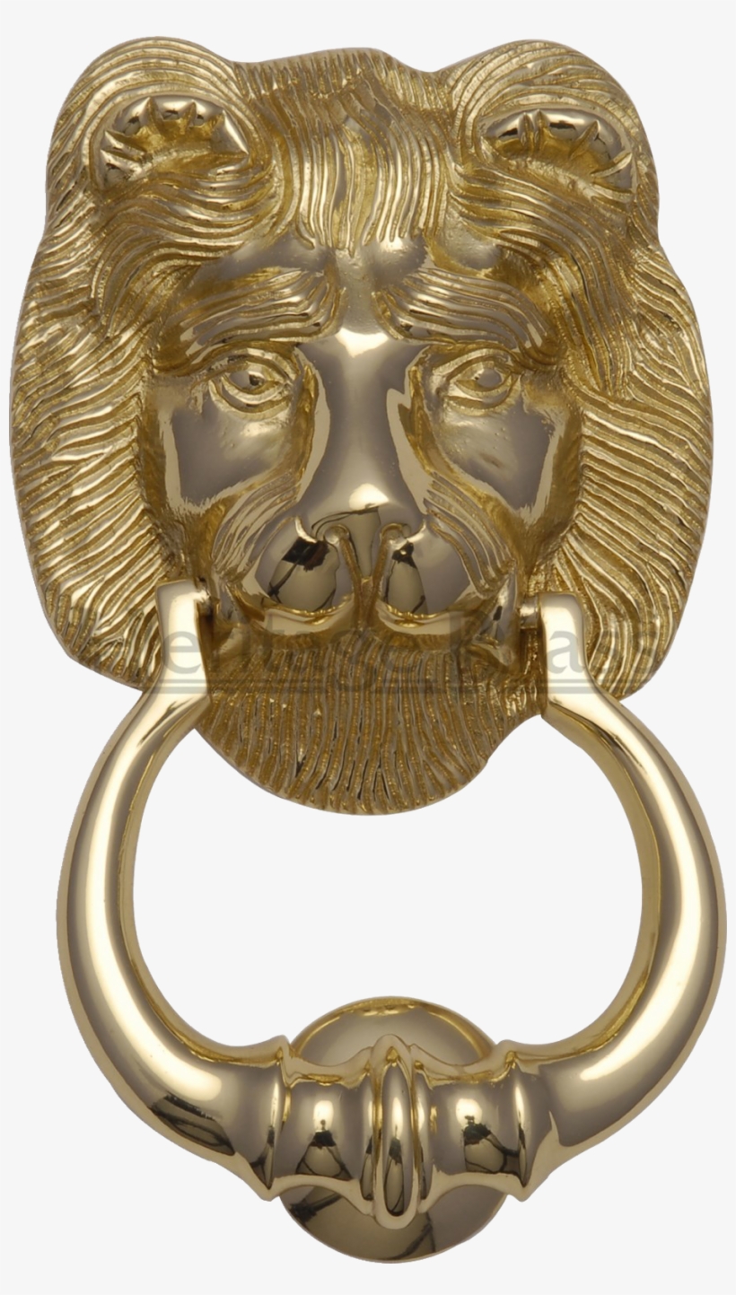 Lion Head Ring Knocker Polished Brass - Heritage Brass Lion Door Knocker - Antique Brass -, transparent png download