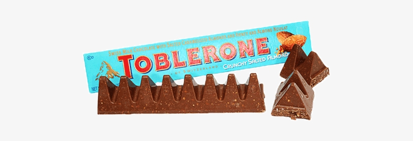 Toblerone Of Switzerland Crunchy Salted Almond - Toblerone Crunchy Salty Almond Chocolate Bars 3.5 Oz, transparent png download