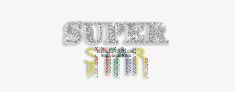 Cool Super Star Iron On Glitter Neon Stud Rhinestone - Illustration, transparent png download