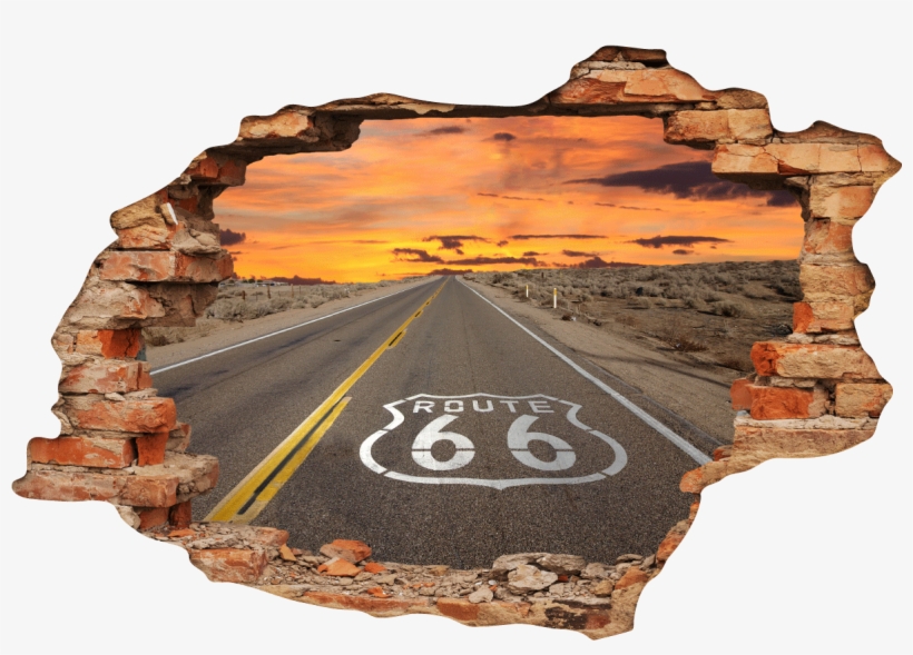 Sticker Trompe L Oeil Route 66 Ambiance Sticker Col - Muralunique 12-feet Wide By 8-feet High. Prepasted, transparent png download