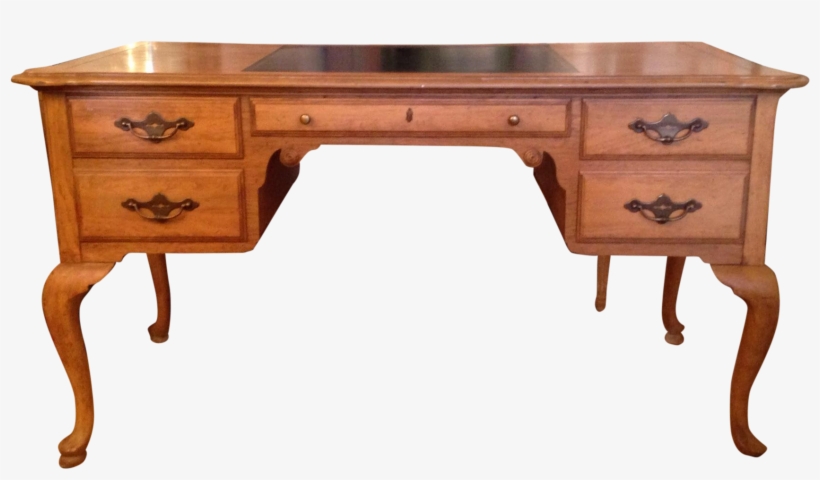 Cool Bleached Wood Partner's Desk With Black Leather - Sofa Tables, transparent png download