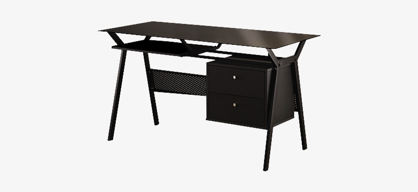 Image For Computer Desk With Tempered Glass Top - Brayden Studio Modern Home Office Metal Frame Computer, transparent png download