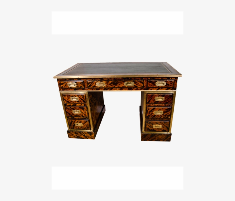 An Unusual English Faux Tortoise Campaign Desk With - Desk, transparent png download