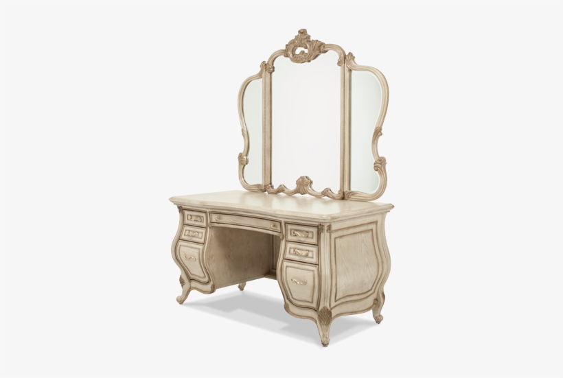 Amini Vanity Desk & Glass Top & Mirror - Aico Platine De Royale Vanity, transparent png download