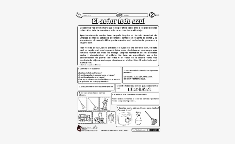 Lectura Y Comprensión Para 2º - Lectura El Señor Todo Azul, transparent png download