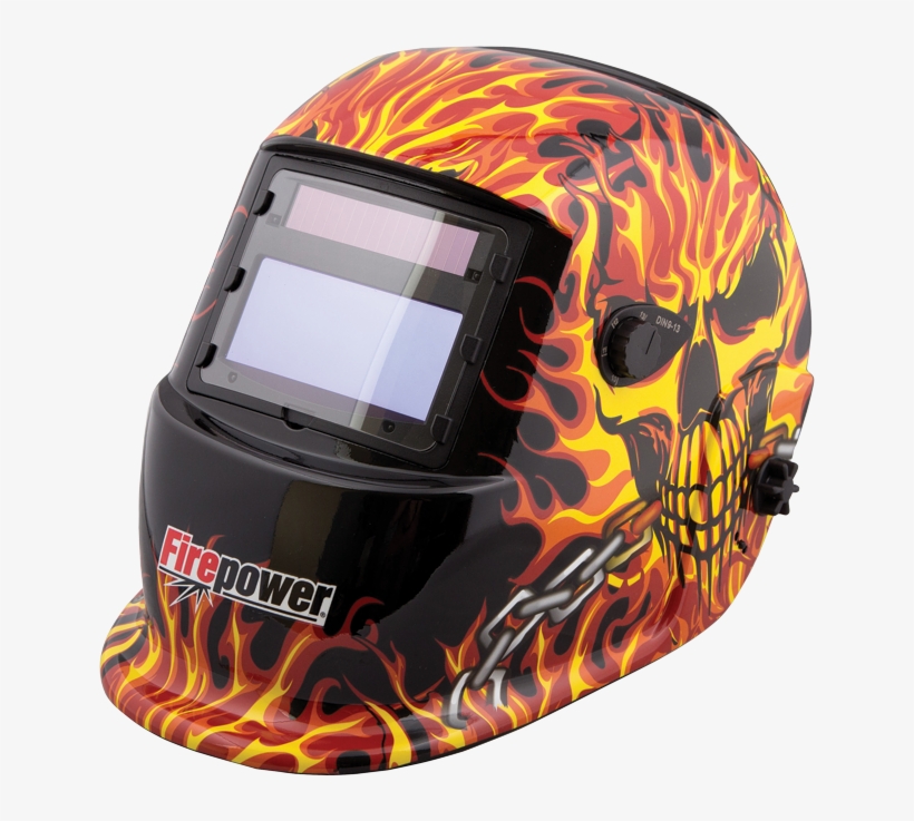 Firepower Skull & Fire Auto-darkening Welding Helmet - Firepower Auto-darkening Welding Helmet Skull And Fire, transparent png download