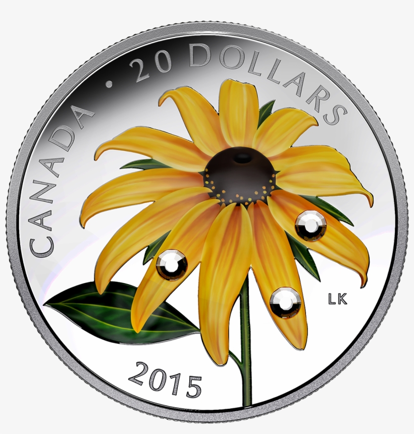 Canada 2015 Black-eyed Susan With Swarovski Proof Silver - Canadian Mint Flower Coins, transparent png download
