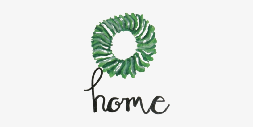 Black Home Lettering And Green Wreath On White Wood - Calligraphy, transparent png download