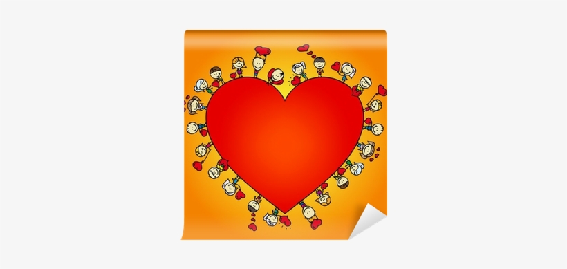 Valentine Card Frame Of Doodle Children With Love Hearts - Love, transparent png download