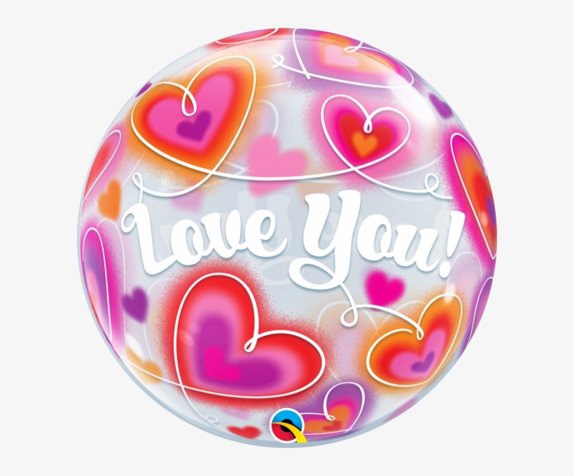 22" Love You Doodle Hearts Bubble Balloon, transparent png download