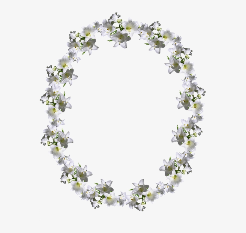 Frame, Border, White Lily, Floral Decoration - Necklace, transparent png download