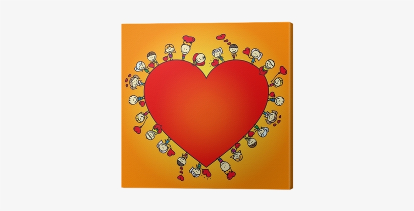 Valentine Card Frame Of Doodle Children With Love Hearts - Love, transparent png download