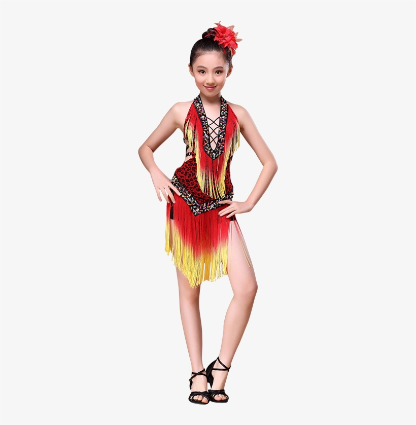 L00580 New Arrival Children Girl Latin Dance Dress - Dress, transparent png download