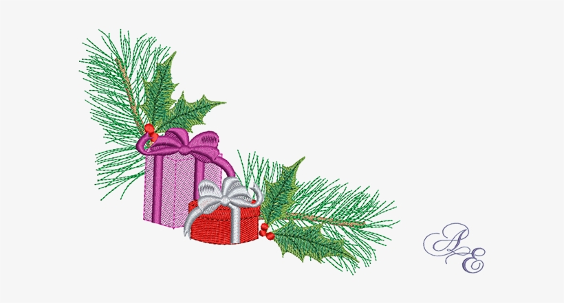 An Elegant Design Of 2 Wrapped Presents Framed By Pine - Gift, transparent png download