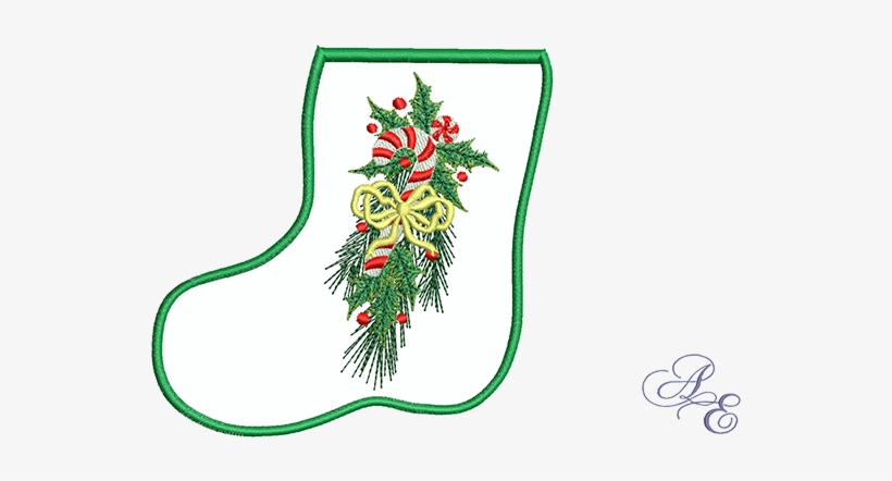 An In The Hoop Stocking Decorated With A Pine Bough - Art, transparent png download