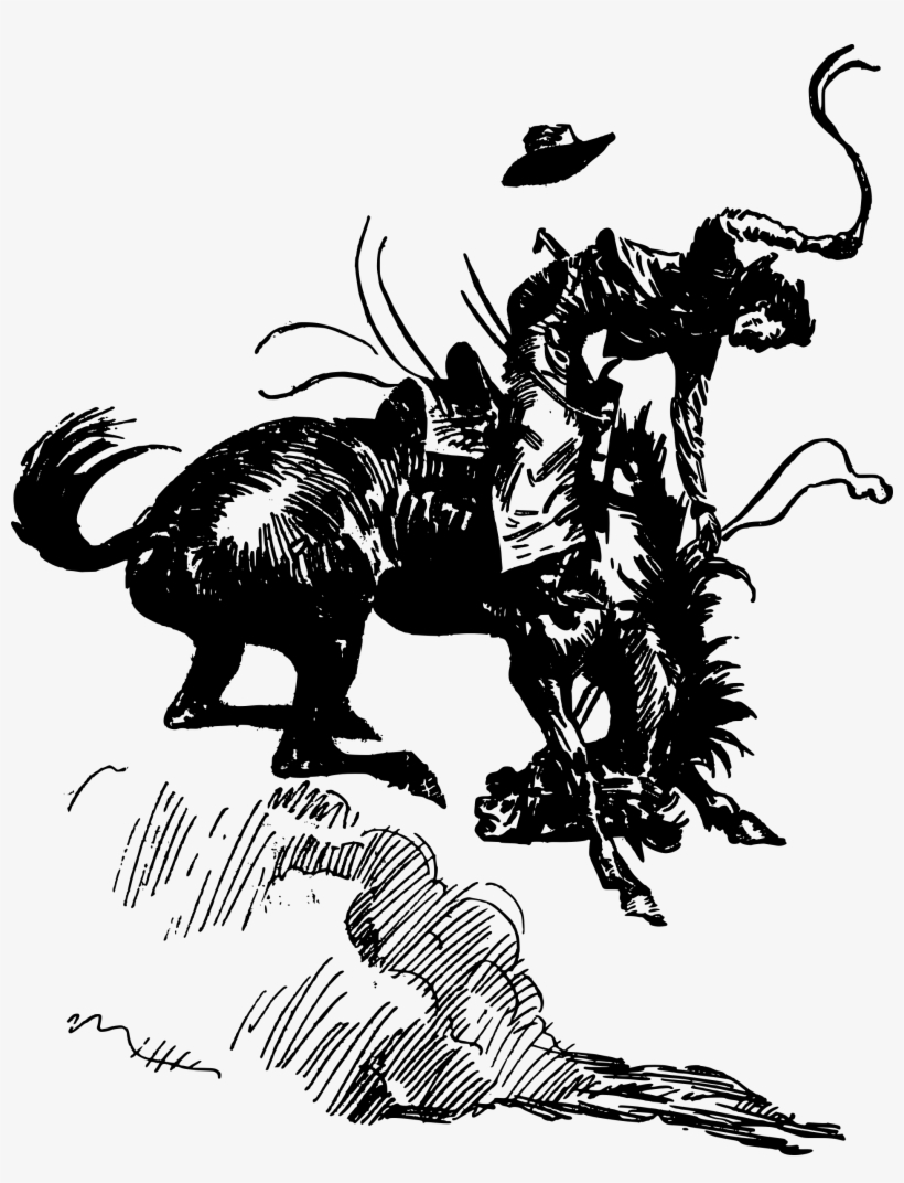 Big Image - Drawings Horse Cowboy, transparent png download