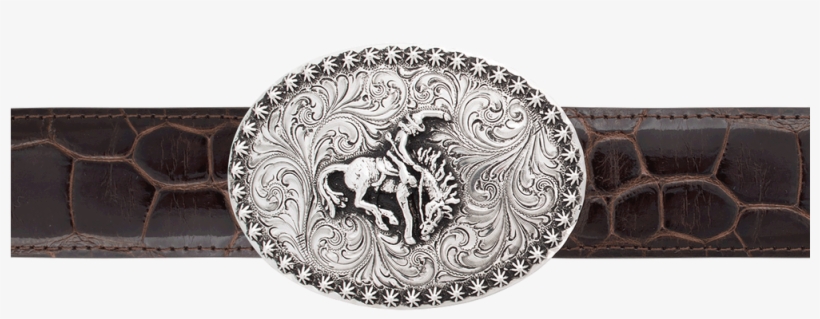 Silver King Bronco With Berries 1 1/2" Trophy Buckle - Blue And White Porcelain, transparent png download