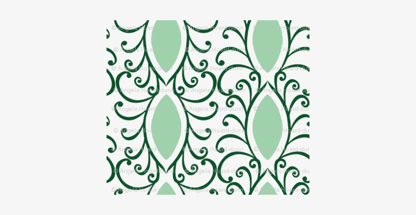 Swirl Leaves Green And White - Wallpaper, transparent png download