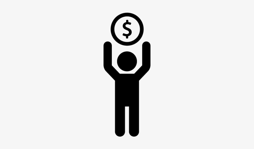 Man Holding A Big Coin Vector - Woman With Money Icon, transparent png download