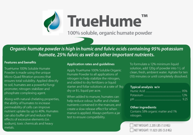 Truehume Organic Soluble Humate Powder - Agriculture, transparent png download