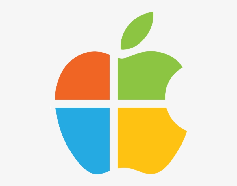 Apple-microsoft2 - Windows And Apple Together, transparent png download