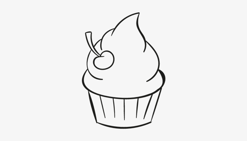 Cupcake With Cherry Vector - White Cupcake Icon Png, transparent png download