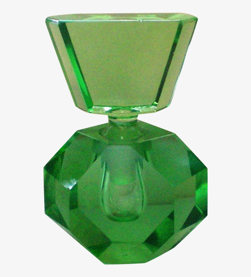 This Beautiful Vibrant Green Glass Perfume Bottle Has - Crystal, transparent png download