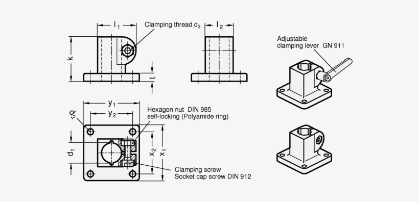 Zoom Stainless Steel Base Plate Connector Clamps Gn - Diagram, transparent png download