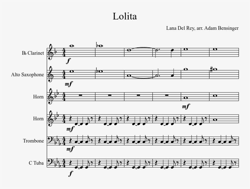 Lolita Sheet Music Composed By Lana Del Rey, Arr - Hymnsong Of Philip Bliss Saxophone Sheet Music, transparent png download