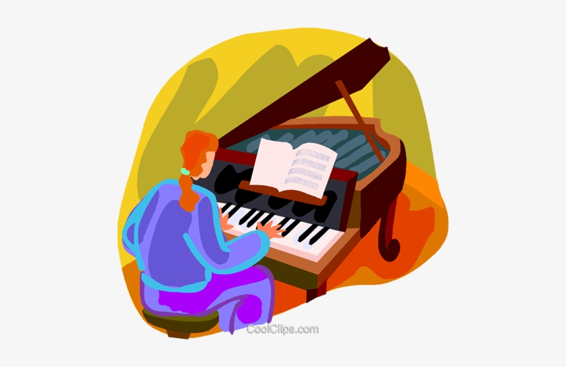 Woman Playing A Grand Piano Royalty Free Vector Clip - Piano, transparent png download