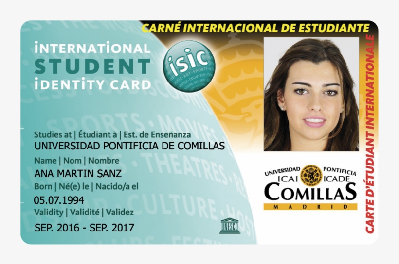 Concretamente, El Carné Isic Para Los Estudiantes De - Isic Card, transparent png download