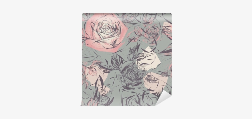 Vintage Wallpaper With Flowers / Vector Illustration - Wallpaper, transparent png download