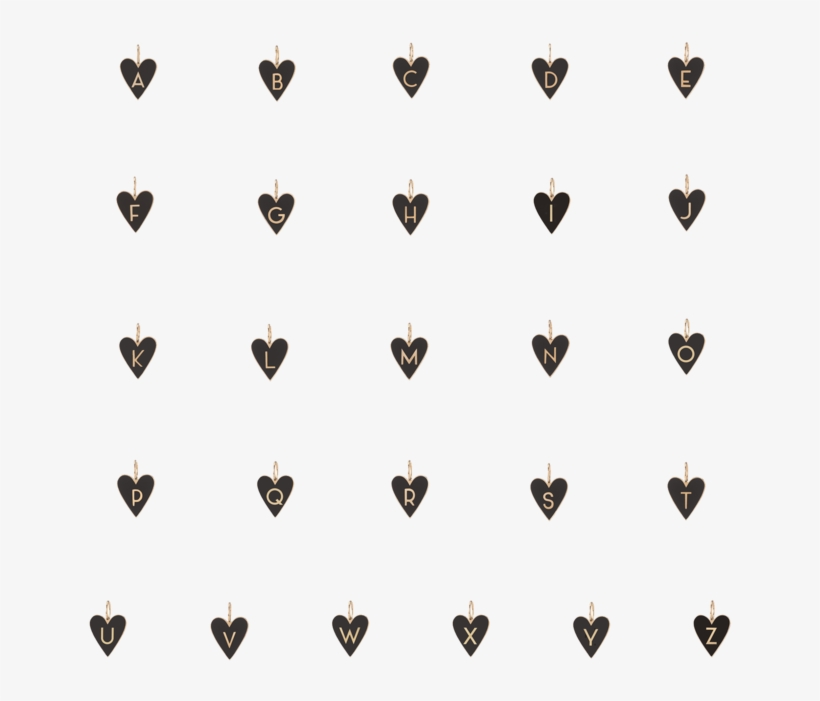 Medium Gold Border Enamel Heart With Letter - Gold, transparent png download