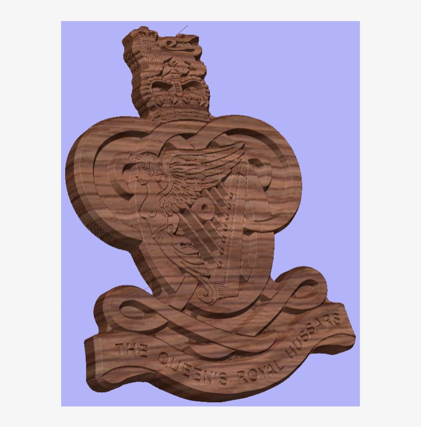 Queen's Royal Hussars Clock 400x320x18mm Oak - Carving, transparent png download