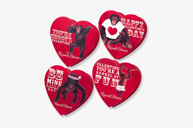 Russell Stover Assorted Chocolates Monkey Valentine - Russell Stover Asst Choc Monkeys Heart Mixed Case *, transparent png download