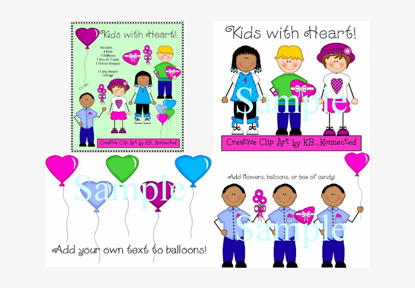 I Designed Kids With Heart Clip Art Collection For, transparent png download