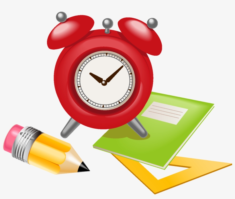 Mano De Vector Dibujado Despertador Rojo Con Lápiz - Relogio Escolar Png, transparent png download