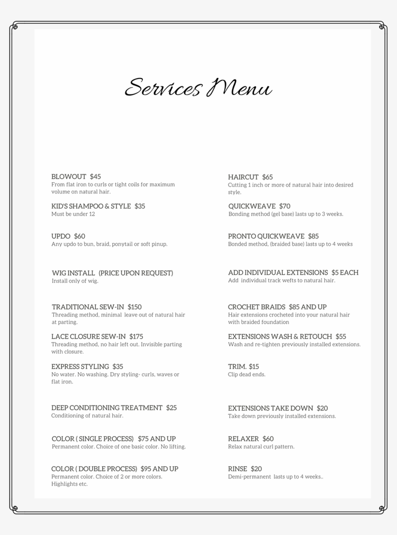 Service Menu-5 - Document, transparent png download