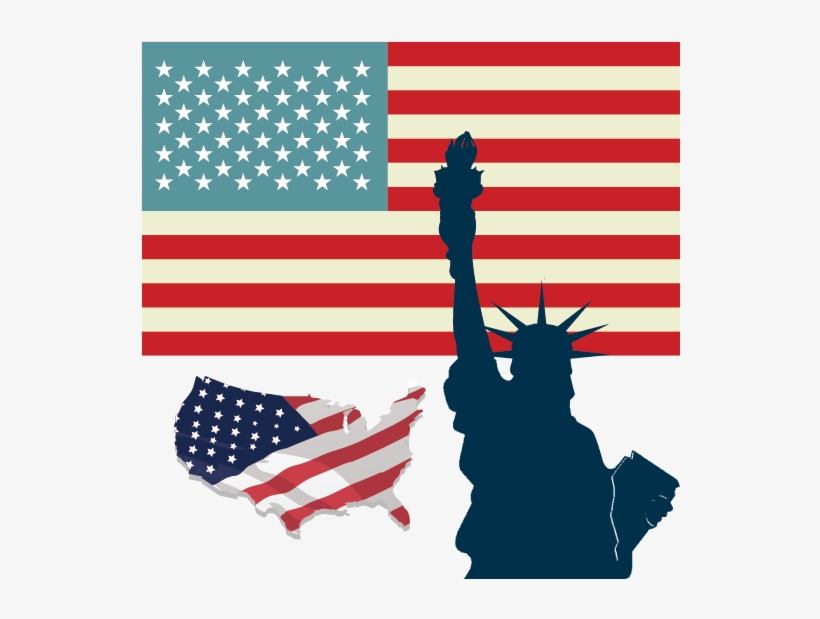 Imagen De La Bandera De Estados Unidos Y De La Estatua - Bandeira Americana Bandeira Dos Estados Unidos Png, transparent png download