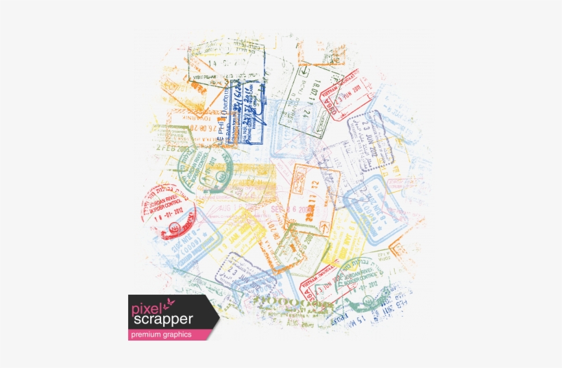 World Traveler Elements Kit -inked Travel Stamp - Digital Scrapbooking, transparent png download