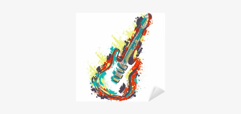 Retro Banner, Card, T-shirt, Bag, Print, Poster - Electric Guitar, transparent png download