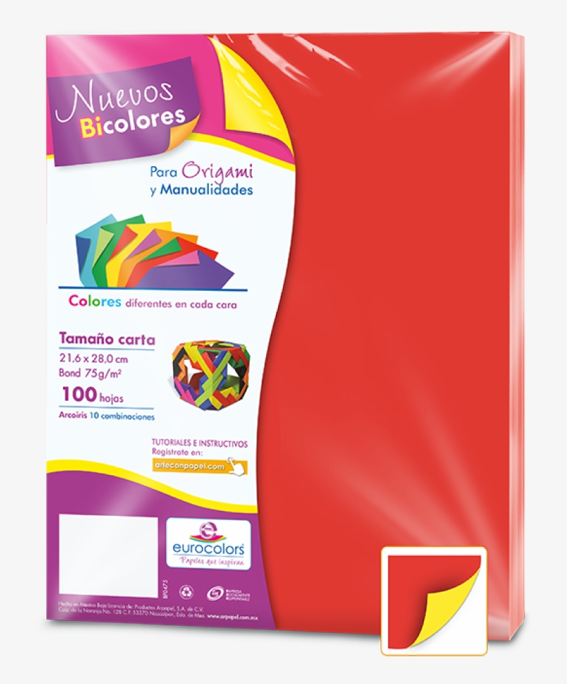 Hojas De Papel Eurocolors Bicolor Cm Para Origami - Hojas De Maquina De Colores, transparent png download