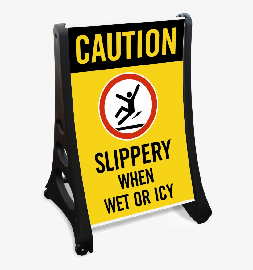 Caution Slippery When Wet Icy Sidewalk Sign - Pickup And Drop Off Signs, transparent png download