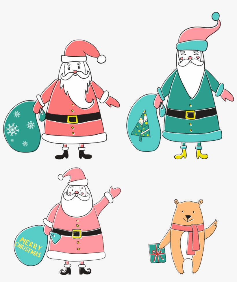 Cartoon Version Of Hand Drawn Santa Claus - Santa Claus, transparent png download