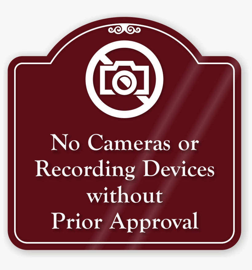 No Cameras Or Recording Devices Showcase Sign - Woodford Reserve, transparent png download