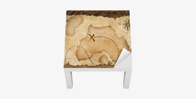 Aged Treasure Map, Ruler And Old Bronze Compass On - Mappa Dei Pirati, transparent png download