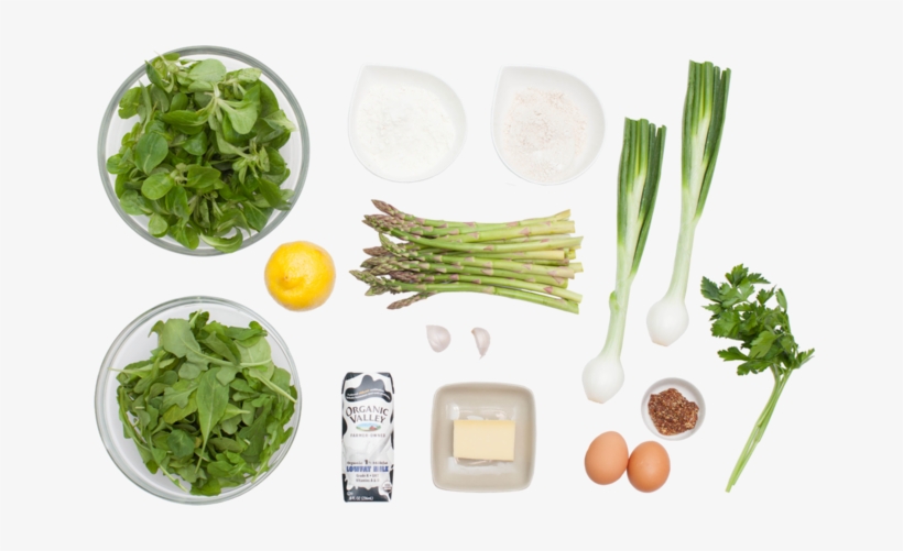 Asparagus & Spring Onion Tart With Arugula & Mache - Salad, transparent png download