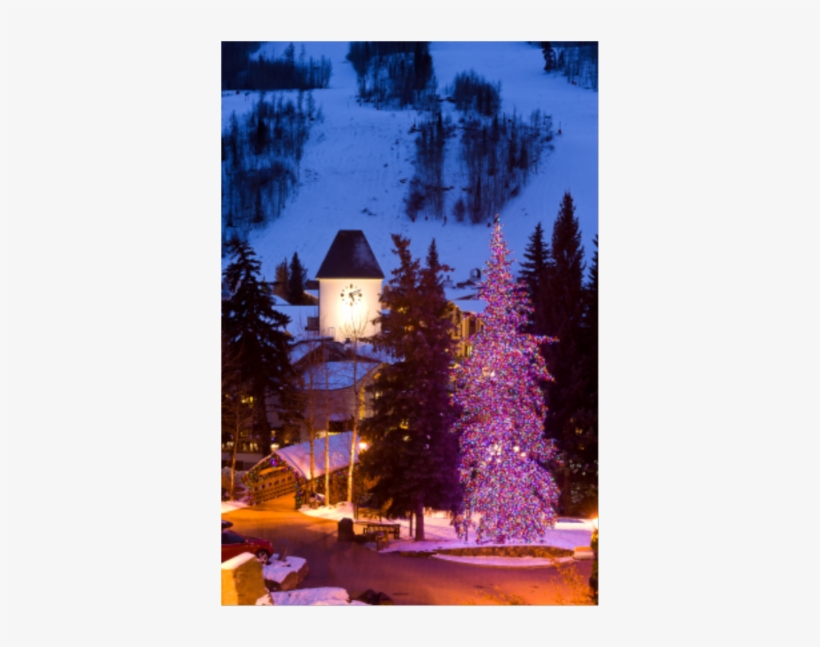 Scenic View At Dusk With Christmas Holiday Lights - Skiing, transparent png download